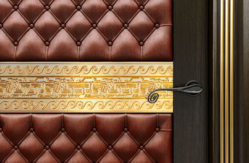 Обшивка дверей каретной стяжкой Капитоне с пуговицами в Киеве